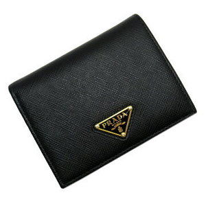Prada Wallet triangle black Saffiano leather